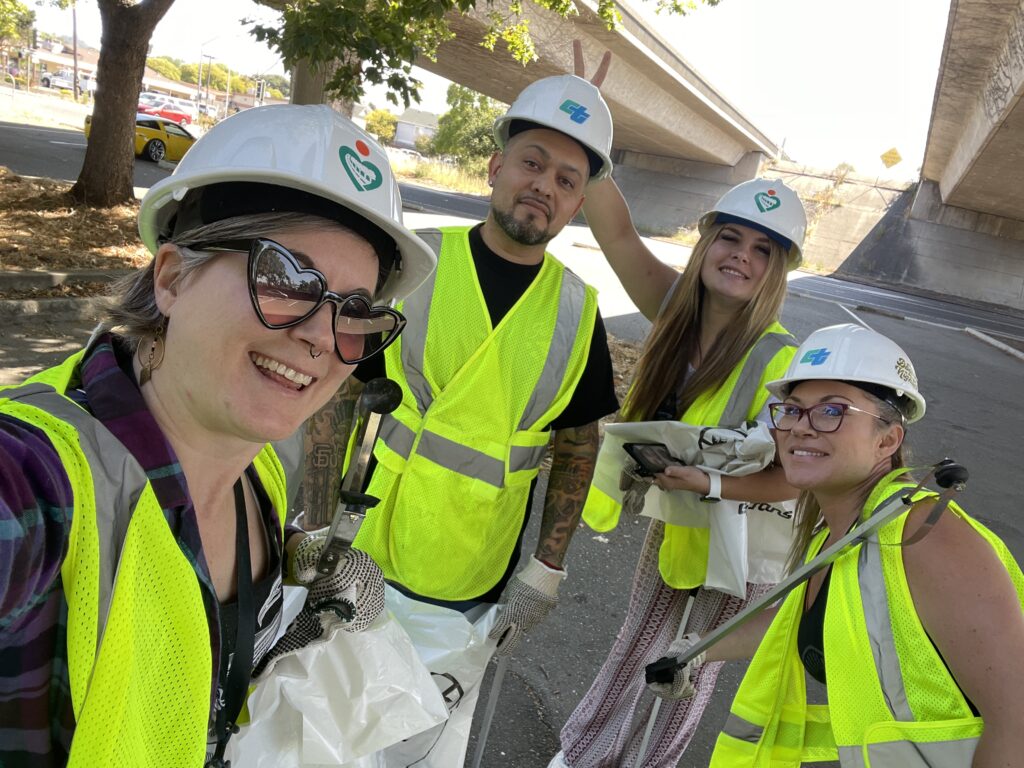 Hard hats on & we're ready to build! (Doobie team doing Highway cleanup)